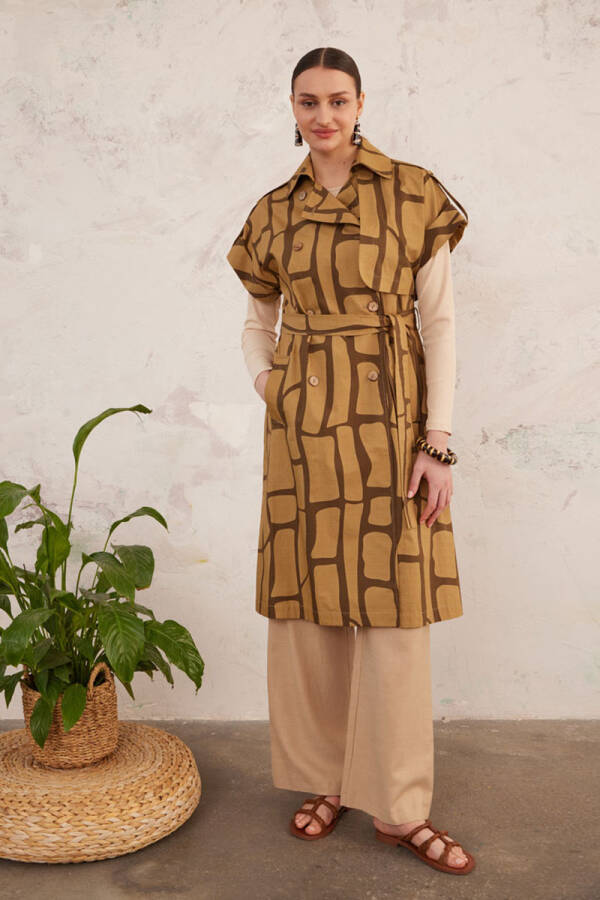 Haki Desenli Cotton Yelek - 4