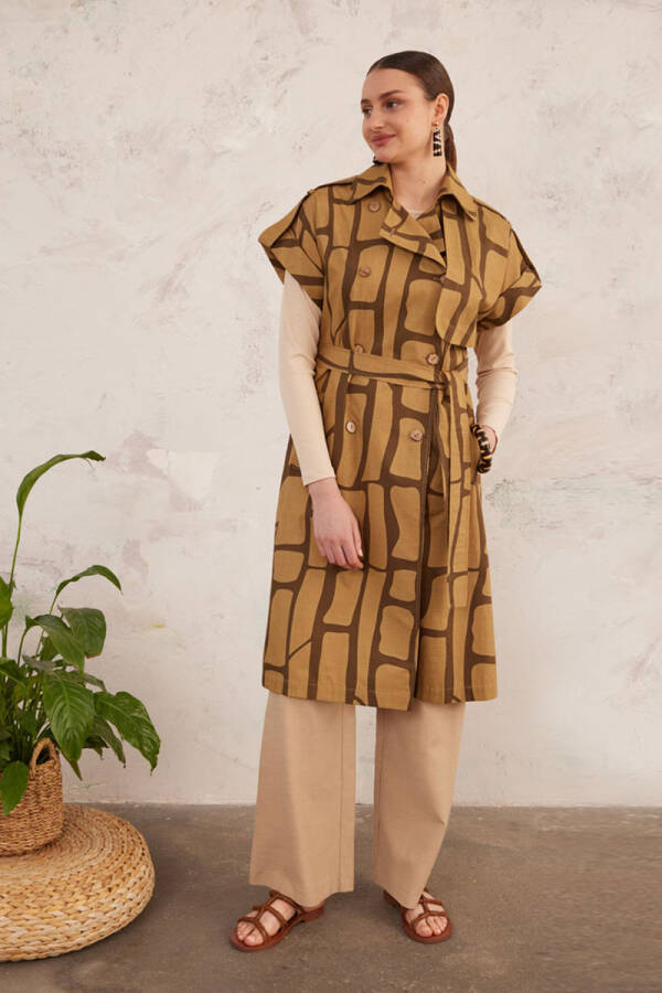 Haki Desenli Cotton Yelek - 5