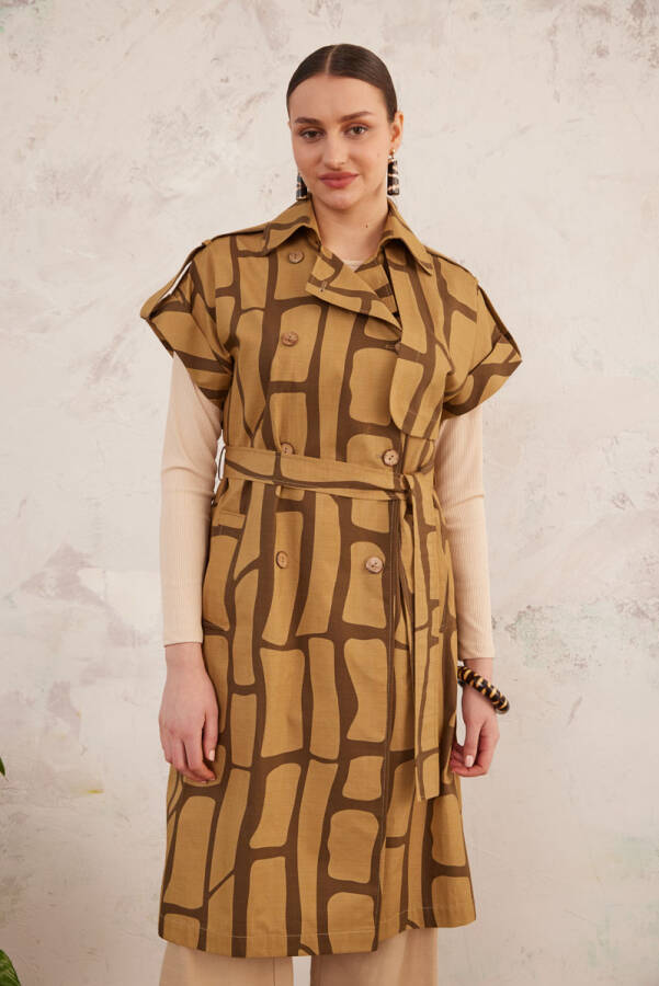 Haki Desenli Cotton Yelek - 6