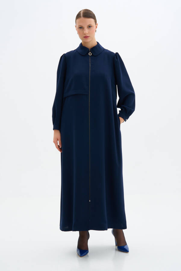 Lacivert Fermuarlı Ferace - 2