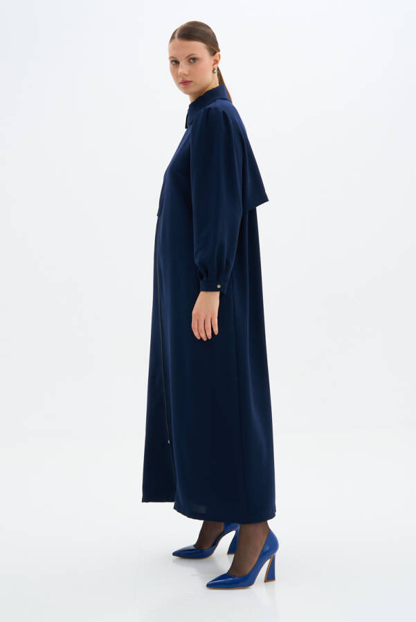 Lacivert Fermuarlı Ferace - 5