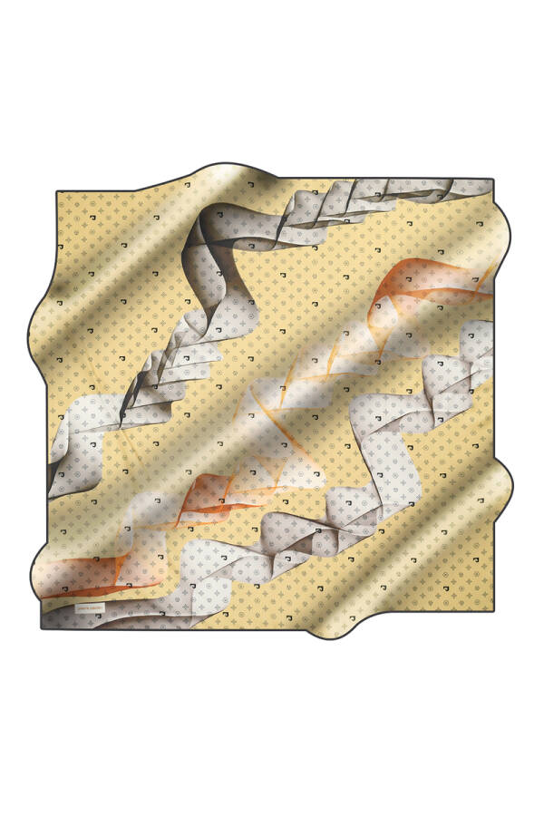 Geometrik Desenli 90X90 Pierre Cardin Krep Saten Eşarp - 1