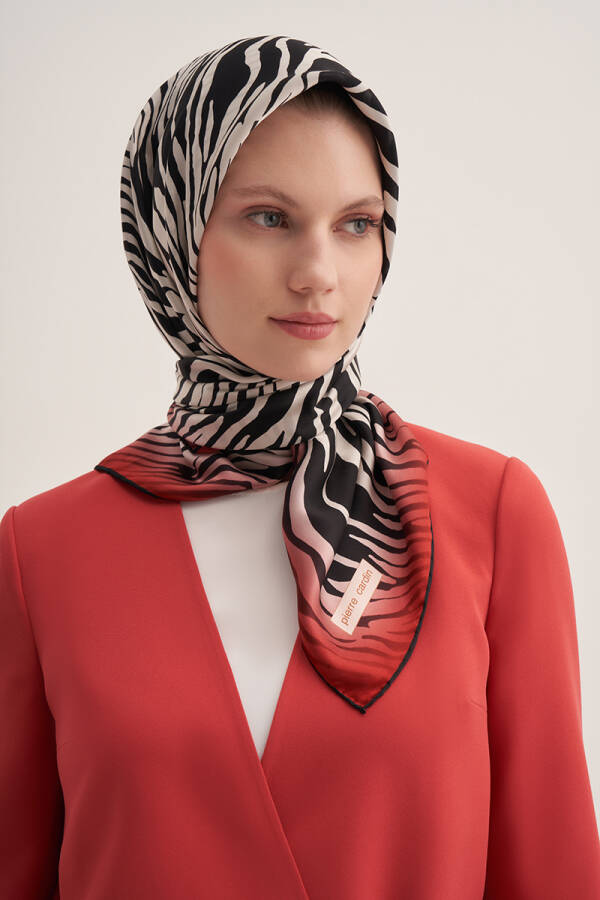 Zebra Desenli 90X90 Pierre Cardin Crepe Saten Eşarp - 1