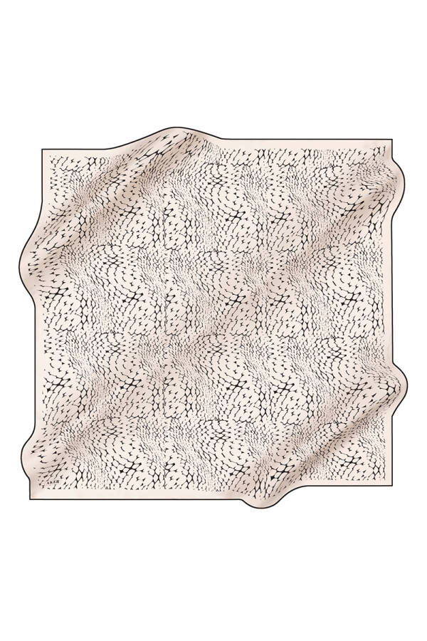 Geometrik Desenli 90X90 Aker İpek Krep Saten Eşarp - 1