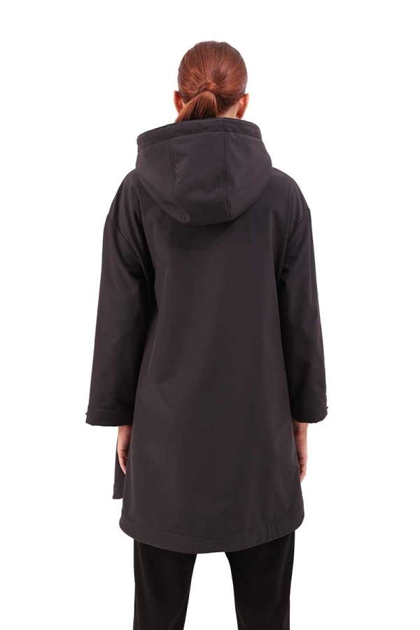 Siyah Kapüşonlu SoftShell Mont - 6